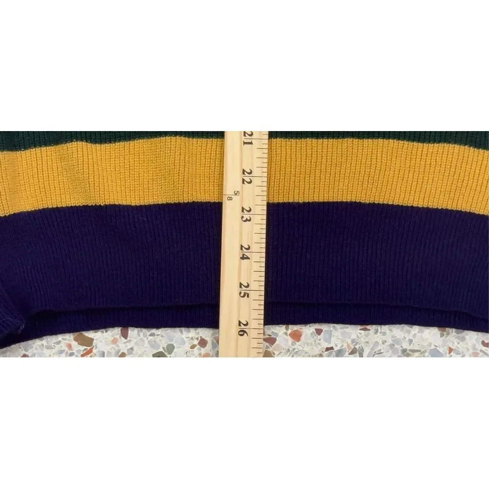 The Hecht Co Rare Vtg‎ Men's Striped Made In Italy 1/4 Button Up Sweater Size L
